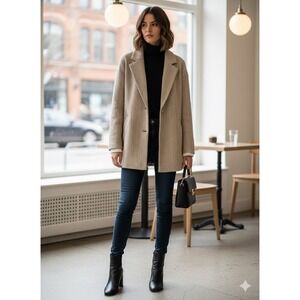 Herringbone Coat Jacket Blazer Oversized Quiet Luxury Dark Academia Oversized S